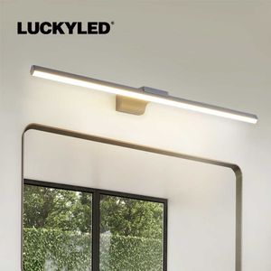 Lamps LUCKYLED Morden Led Lamp 80CM 100CM Long Interior Wall AC85 - 265V Waterproof Bathroom Mirror Light Black White GreyHKD230701