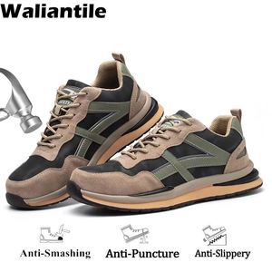 Stövlar Waliantile Casual Safety Work Shoes Boots för män Kvinnliga antismashing Steel Toe Working Sneakers Rubble Antislip Safety Shoes