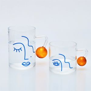 ワイングラスノルディックアートガラスカップ熱耐性球状ハンドル家庭用水朝食ミルクティーコーヒー230701