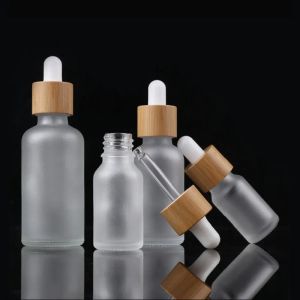 Bambu Cap Frosted Glass Droper Bottle Liquid Reagent Pipette Bottles Eye Droper Aromaterapi Essential Oils Parfyes Bottles Factory Outlet