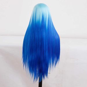 Nxy Cosplay Wigs para mulheres negras Azul Laço Sintético Peruca Alta Temperatura Fibra Lace Front Peruca Parte Livre Liso Perucas 230524