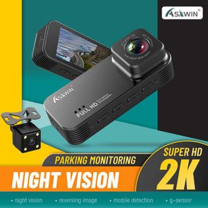 Bil dvr Asawin A4 24-timmars parkeringsläge Kamera Fram och bak Dual Lens Monitoring Fhd 1080P Metal Shell Flerspråkig GSensorHKD230701