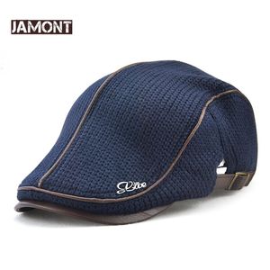 JAMONT Yüksek Kaliteli Kış Örme Bere Casquette Homme Deri Düz Kap Erkekler için Boina Hombre siperlikli şapka Planas Snapback Şapka