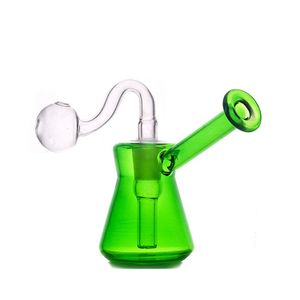 Bong queimador de óleo de vidro por atacado com 14 mm Reciclador Bubbler cachimbo de água para fumar Dab Rig Bongs Rigs manuais para fumar com cachimbo de queimador de óleo de vidro