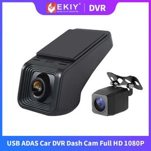 DVRs EKIY USB ADAS Monitor de estacionamento Gravador de carro DVR HD 1080P Dash Cam Camera Night Version Para Android Radio Player Navigation SystemHKD230701