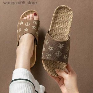 Slippers Feminine spring and autumn slippers fashion couples home indoor four seasons non-slip soft floor linen sandals large size 35-44 T230710