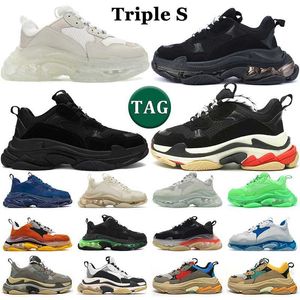 디자이너 triple s 스니커즈 캐주얼 신발 남성 여성 플랫폼 클리어 솔 블랙 화이트 그레이 레드 블루 네온 그린 베이지 핑크 남성 트레이너 스포츠 플랫폼 러너