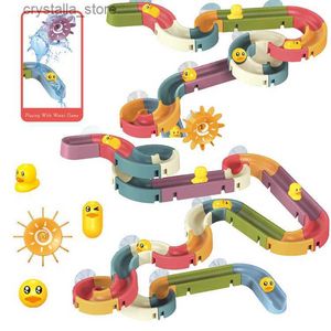 Baby DIY Assembling Track Slide Suction Cup Toys Bath Tub Toys Baby Bathroom Bathtub Shower Toy Set Duck Water Toys for Children L230518