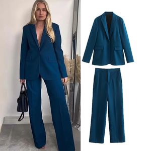 Kvinnors tvådelade byxor Traf Spring Pants Set Fashion Suits Chic Slim Women Two-Piece Set Blazer Straight Leisure Party Youth 2-Piece Set Suit 230630