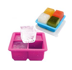 Bar Tools Silicone Ice Square Moulds with Dust-proof Cover Ice Tray Large Capacity Square Ice Cube Mold Mix Colors JL1403