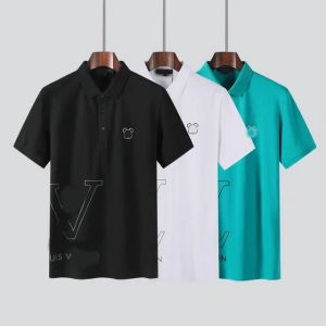 2023Yaz erkek T-shirt Tasarımcı Çizgili Polo Erkek Polos Gömlek Moda Odak İşlemeli Yılan Jartiyer Küçük Arı Baskı Desenli Giysiler T-shirt M-3XL