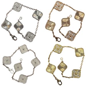 Van Clover Bransoletka Luksusowa projektant biżuterii cztery liście bransoletki agatowe moda mody Van łańcuch dla kobiet przezroczyste złocie czterościlowe koniczyna czteroletnia