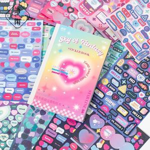 Adesivi adesivi 24 pezzi Un set Kawaii Love Heart cloud Finestra di dialogo inglese Libro decorativo Coriandoli album fai da te 230630