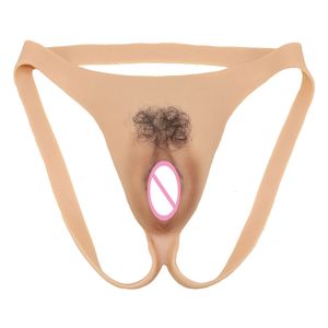 Breast Form Silicone Fake Vagina Panties Men Penetratable Vagina Boxer Briefs for Crossdresser Transgender Shemale Gaff Soft Tits 230630