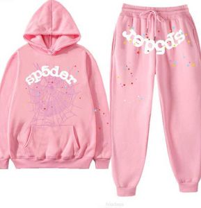 Kadın Hoodies Tişörtü Sp5der Sonbahar Kış Spor Spor Takım Elbise Kazak Erkek Polar Rahat Pantolon Örümcek adam Pantolon Pembe Hoodie Pamuk Karışımı