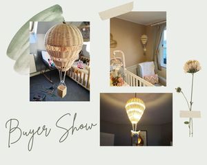 Decoração de balão de ar quente em rattan para alimentação, decoração feita à mão, suspensão de parede, artesanal, fotografia nórdica, adereço para quarto de crianças, berçário de jardim de infância