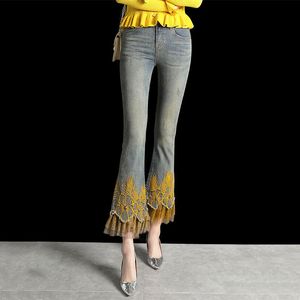 Best Seller New Brand Luxury Lace Ricamo Pantaloni Donna Skinny Stretch Jeans Donna Casual Slim Fit Pantaloni Vintage