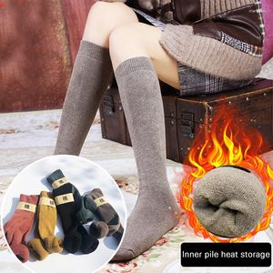 女性ソックス女性の膝の高いストッキング厚い編み長いrib岩暖かい冬の脚タイツはブーツvots9999999999