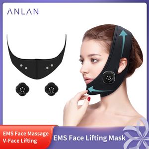 Dispositivi per la cura del viso ANLAN V Shape Lifting Massager Maschera snellente Antirughe Ridurre il doppio mento Sollevare la guancia Dispositivo cintura 230701