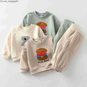 Пижамы Пижамы Комплекты одежды для маленьких мальчиков и девочек Весенняя вышивка Детская толстовка Топы Штаны Наряды Хлопковый свитер Спорт 230217 Z230701
