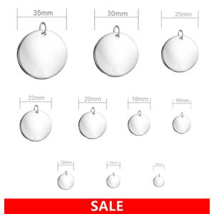 Bracelets 40pcs/lot Mirror Polish Stainless Blank 835mm Disc Round Tag Charm Pendant for Bracelet Necklace Jewelry Making Blank Tag
