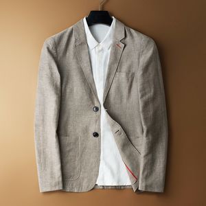 Herrenanzüge Blazer arrivla Mode Herbst Männer Baumwolle und Leinen Jugend Casual dünne Mäntel Einreiher hohe Qualität plus Größe M2XL3XL4XL 230630