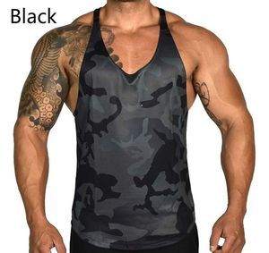 Herrtankstoppar Gymmen Mens Bodybuilding Camo ärmlös Single Top Muscle Stringer Athletic Fitness Vest Summerkläder 230630