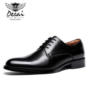 Boots Desai 2022 New Men's Genuine Leather Shoes Business Dress Elegant Gentleman Oxford Shoes Simple British Style Wedding Shoes