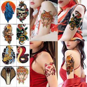 Temporary Tattoos 18pc Flower Arm Temporary Tattoo Stickers Set Female Waterproof Color Big Picture Half Arm Chest Thigh Sexy Art Fake Tattoo 230701