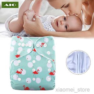 Bez Bebek Bezi AIO Flamingo Baskılı Yıkanabilir Cep Bezi Yeniden Kullanılabilir Bebek Bezi Bezi Çevre Dostu Nappy Fit 3-15KG 0-3 Yıl Baby ShowerHKD230701