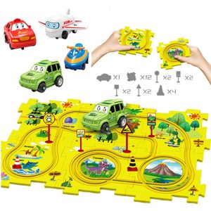 Quebra-cabeças 3D Puzzle Railcar Toys for Kids Cartoon Dinosaurs Traffic Tangram with Electric Car Educational Jigsaw Toy Children Gift 230630