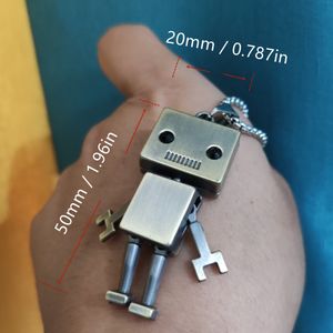 European And American Hip-hop double-sided Robot Men's Pendant Necklace Limb Rotation