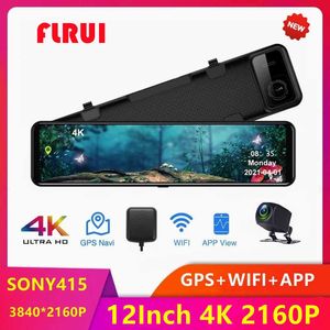 DVRs 12 Inch 4K Video Recorder Dash Cam WIFI Rear View Mirror GPS Track Car DVR IMX415 Ultra HD 38402160P Camera for Phone AppHKD230701