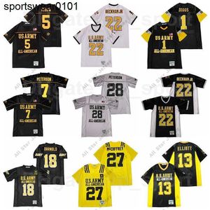 American College Football Wear US ARMY 1 Stefon Diggs Jersey All American Bowl Football 7 Patrick Peterson 13 Ezekiel Elliott 27 Christian McCaffrey Black Yellow Whi