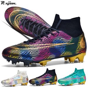 Sapatos de segurança TF/FG Chuteiras de futebol masculino tamanho grande tornozelo alto/baixo botas de futebol para treinamento ao ar livre antiderrapantes chuteiras esportivas relvadas unissex 35-48 # 230630