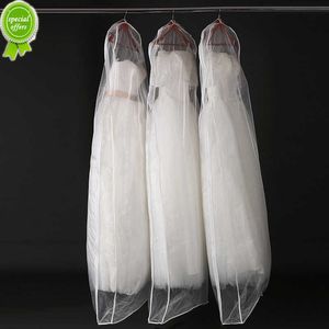 Nuova copertura antipolvere per abito da sposa in tulle/voile trasparente su entrambi i lati con cerniera laterale per custodia per abito da guardaroba domestico