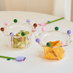 Dishes Plates Crown Bowl Salad Cute Fruit Plate Dish Glass Snack Candy Cake Ice Cream Cup Home Decor Storage 230701