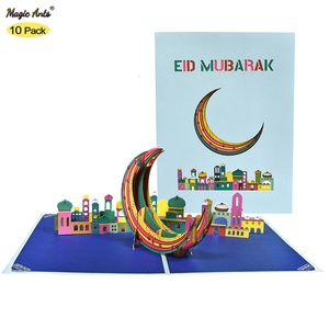 Другие товары для вечеринок для мероприятий 10-Pack Eid Mubarak Day Gift 3D Pop Up Card для мусульманских поздравительных открыток с исламским фестивалем 230630