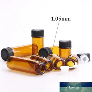 Classic Amber Glass Essential Oil Bottles 1 2 3 5 ml Glass test tube vial with plastic stopper black cover