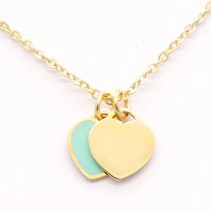 Дизайнерское дизайнерское ожерелье в форме сердца, ювелирные изделия для женщин, бирка с двойным сердцем, веревочная цепочка, эмалированная цепочка, дизайнерское ювелирное изделие, держатель ожерелья