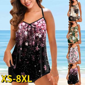 Costumi da bagno Costume da bagno donna Tankini 2 pezzi Costumi da bagno sexy di grandi dimensioni Bikini Set Geometic Blue Rosy Pink Fuchsia Scoop Neck Costumi da bagno 230701