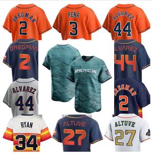 2023 All-Star City Homens Mulheres Juventude Houstons Jose 27 Altuve Alex 2 Bregman Craig 7 Biggio 44 Yordan Alvarez Astro Baseball Jersey