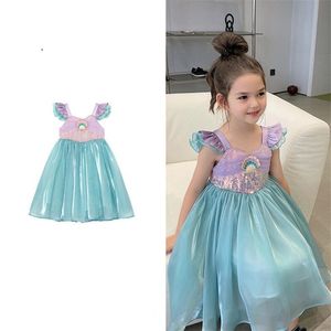 Flickor klänningar barn fest sommarsjagad prinsessa småbarn flickor klänning paljetter ärmlösa födelsedag barn för flicka 1 9y 230630