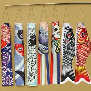 Afiş Bayrakları 70cm Japon Sazan Sprey Windsock Çıtası Balık Bayrağı Koinobori Uçurtma Karikatür Renkli Rüzgar Çorabı 140cm 230701