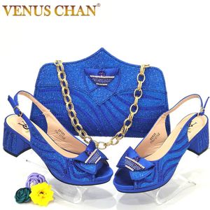 Boots Venus Chan 2022 Highheeled Sandals Fashion Rhinestone Sexy Nigerian Women Shoe and Bag Set for Party Wedding Pumps