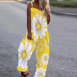 Kobiety Jumpsuits Rompers seksowne cięcie szyi druk luźne romperowe moda moda na ramię w pasku ramię w kombinezonie żeńska swobodne spodnie na nogi kombinezon 230630