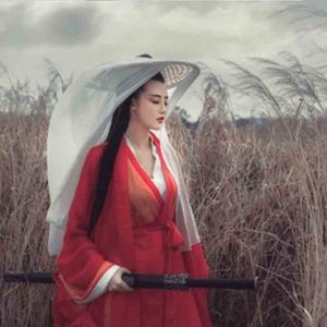 Chinese Ancient Vintage Cap Women Hanfu Hat With Long Veil Douli Hat Cosplay Prop Hanfu Bucket Hats White Red Black For Women