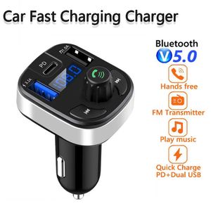 New KEBIDU Bluetooth 5.0 FM Transmitter Hands-Free Radio MP3 AUX Adapter USB PD Charger Car Type-C Fast Charger wholesale