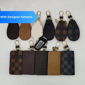 designer PU Leather wallet Bag Keychains Car Keys Holder Key Rings Black Plaid Brown Flower Pouches Pendant Keyrings Charms for Men Women Gifts L558012