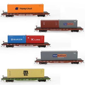 Blocos Evemodel Trains Set 1 lote HO Scale 1 87 52ft Flat Car com Container CargoHKD230701